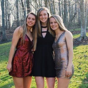 Lulu’s black cut out and lace dress